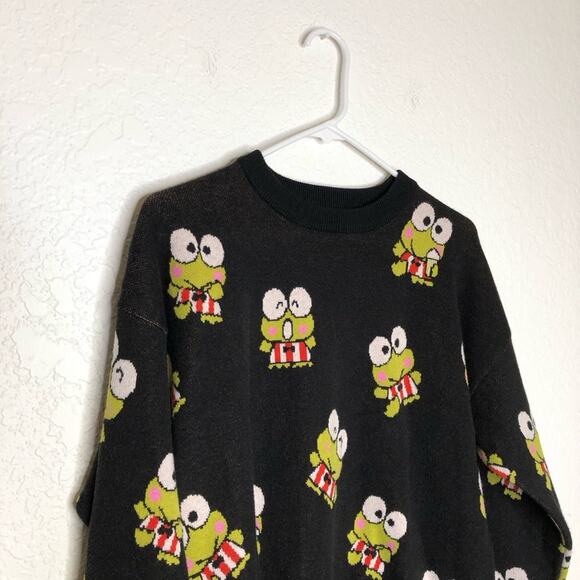 Hello Kitty Forever 21 Keroppi black green frog sweater size Medium - Picture 2 of 14